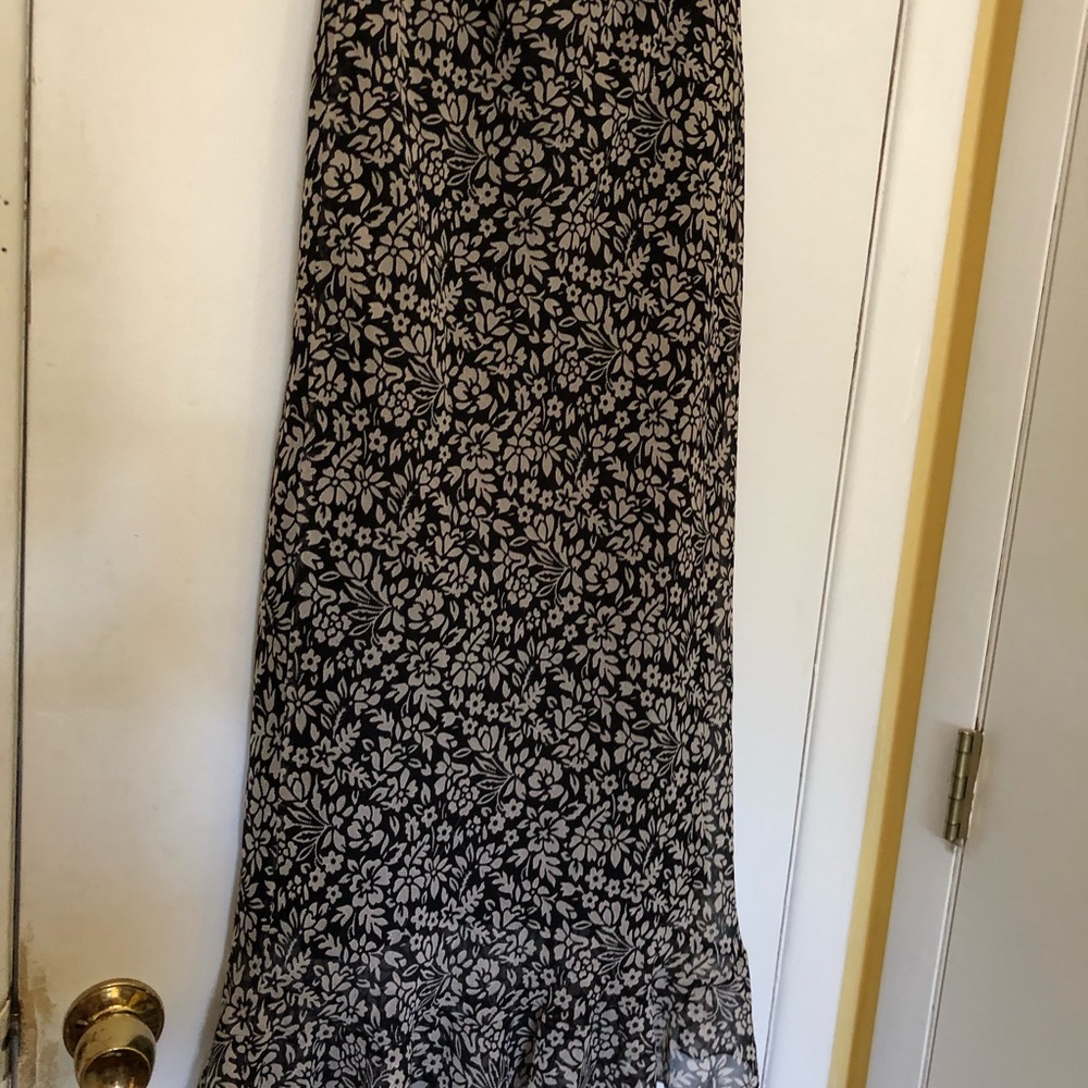 Floral Georgette Romantic Narrow Skirt Black